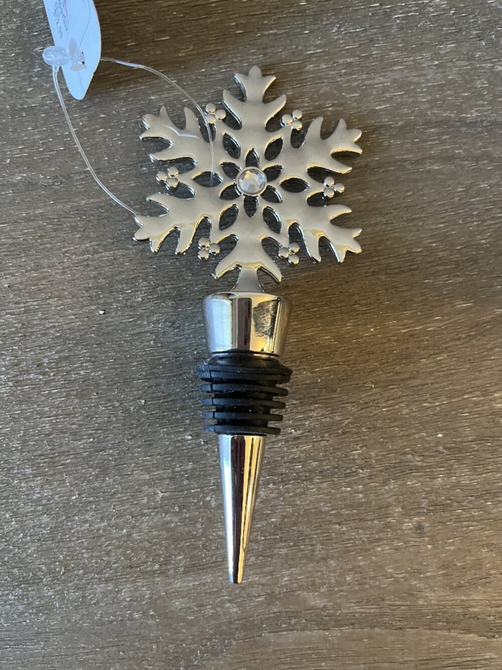 Pottery Barn Silver Holiday Christmas Snowflake Wine Stopper